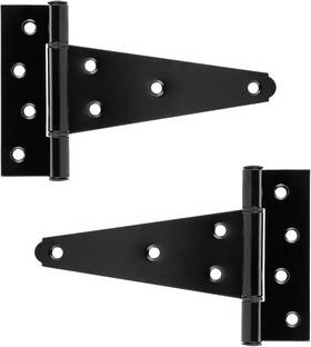 Hardware 445040549530 6 Inch Heavy Duty T-strap Shed Door Hinges 2 Pack Gate Strap Black Fencet