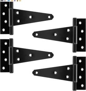 Hardware 445053614690 6 Inch Heavy Duty T-strap Shed Door Hinges 4 Pack Gate Strap Black Fencet