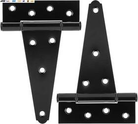 Hardware 726084375963 6 Inch T-strap Heavy Duty Shed Door Hinges Gate Strap Black Tee Hinge Wro