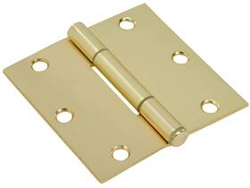 Hardware Essentials 038902389763 By Hillman Squeak-proof 3-1/2in Square Radius Satin Brass Door Hinge 3 Count