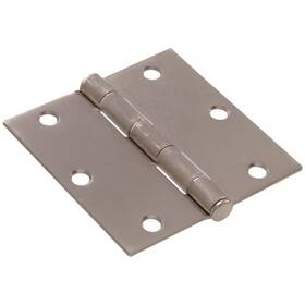 Hardware Essentials 445003034073 3-1/2 Inch Satin Nickel Residential Door Hinge With Square Corner Removable Pin F