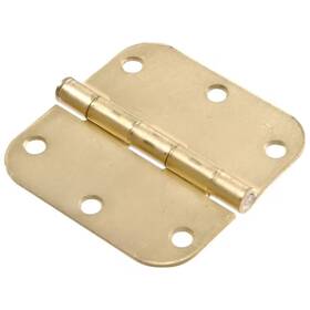 Hardware Essentials 445031930910 3 Inch Satin Brass Residential Door Hinge With 5/8 Round Corner Removable Pin