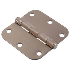 Hardware Essentials 445037833833 3-1/2 Inch Satin Nickel Residential Door Hinge With 5/8 Round Corner Removabl