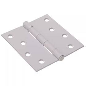 Hardware Essentials 445055626653 4 Inch White Residential Door Hinge With Square Corner Removable Pin Full Mortise