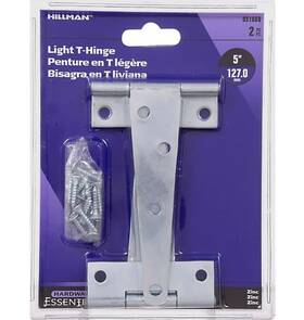 851669 Hardware Essentials Light T-hinges Zinc-plated 5-inch 2 Pack