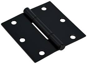 854338 Hardware Essentials By Hillman Squeak-proof 3-1/2in Square Radius Matte Black Door Hinge 3 Count