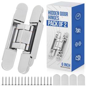 Hawaminent 765147715308 Upgraded Invisible Door Hinges 2 Silver 6inch 3 Way Adjustable And 180 Swing