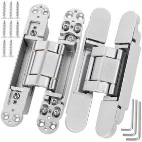 Hawaminent 765147715339 Upgraded Invisible Door Hinges 2 Silver 7inch 3 Way Adjustable And 180 Swing