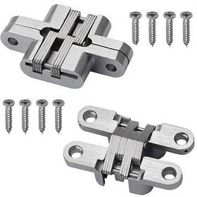 Heuskay 749739415081 2 Pcs Hidden Hinges Invisible Concealed Cross 180 Degree Zinc Alloy Hi