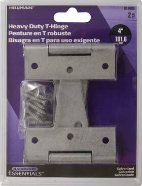851689 Hillman 008236866612 Hardware Essentials Heavy Duty T-hinges Galvanized 4 Inch - 2 Pack