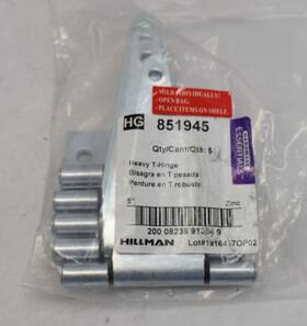 851945 Hillman 008236913545 Lot Of 5 Essential Hardware Inch Zinc Plated Heavy T-hinges