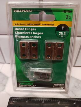 851180 Hillman Solid Brass Broad Hinges Antique 1 Inch 4 Pack Ships Free