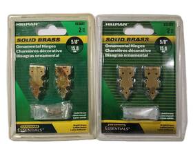 853003 Hillman 2 Packs Solid Brass Ornamental Hinges 5/8 Inch 15.8mm New Old Stock