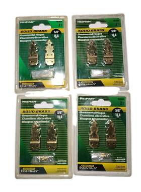853005 Hillman 4 Packs Solid Brass Ornamental Hinges Gold 5/8 Inch 15.8mm N0s