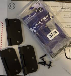 854322 Hillman Squeak Proof 3-1/2 Inch Door Hinge Oil Rubbed Bronze Pack Of 3