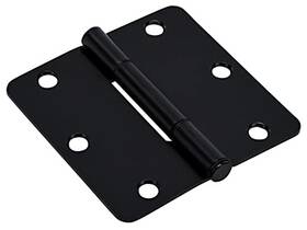 854336 Hillman By Squeak-proof 3-1/2in 1/4in Radius Matte Black Door Hinge 3 Count