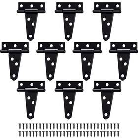 Hinzic 749346250990 10pcs 2 Inch Black T-strap Shed Hinges Barn Door Gate 60 Screws Included