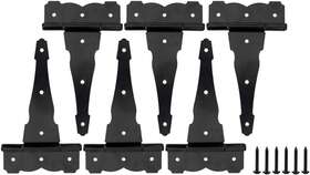 Home Master 313105478439 8 In Heavy Duty Decorative T Strap Hinge Shed Storage Gate Hinges Screws 6 Pack