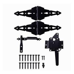Home Master 842001113040 Wood Gate Hardware Set - Heavy Duty 8 Inch Decorative Strap Hinges And Spring