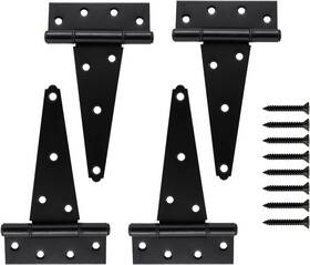 Home Master Hardware 705353763922 6 Inch T-strap Heavy Duty Shed Door Hinges Black Tee Hinge