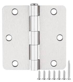 Hosom 313018930970 24 Pack 3.5 X Inch Rounded Door Hinges Brushed Nickel With 5/8 Radius