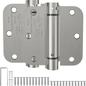 Hosom 726084324268 Self Closing Door Hinges 3.5 Inch Brushed Nickel Spring Loaded Heav