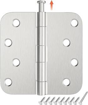 Hosom 726084363960 3 Pack Rounded Door Hinges 4 Inch 5/8ftft Radius Corner Satin Nickel Exter