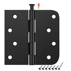 Hosom 795847919195 3 Pack Black Exterior Door Hinges 4 Inch 5/8 Radius Removable Pin Perfect
