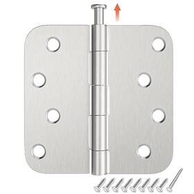 Hosom 795847919218 3 Pack Rounded Door Hinges 4 Inch 5/8ftft Radius Corner Satin Nickel Exterior
