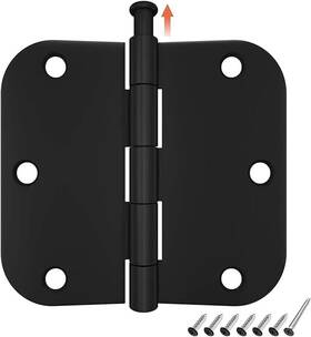 B08dhcc4pj Hosom Ca Door Hinges 3 Pack Rounded Matte Black Hinge 3.5 X Inch With 5/8 Rad