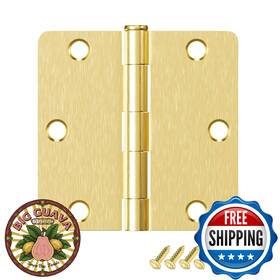 B0fl2drlxx Hosom 6-pack 3.5 Inch Brushed Brass Door Hinges 1/4 Radius Corners Rounded