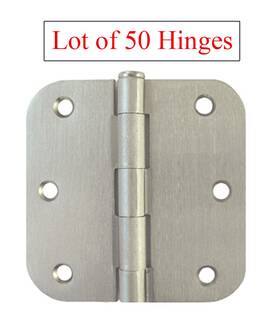 House Guard Hardware 761620027456 Lot Of 50 Satin Nickel 3.5 Inch W 5/8 Radius Round Corner Interior Door Hinges