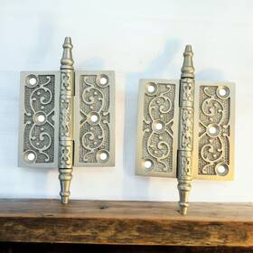 House Of Antique Hardware 192083011919 Two 3 Inch Steeple Tip Vine Pattern Satin Nickel Hinges