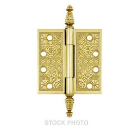 R-08bm-1540-ab House Of Antique Hardware New 4 Inch Premium Brass Aesthetic-pattern Hinge With Decorative Steeple Tips