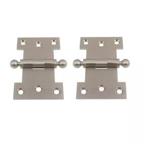 Idh By St. Simons 445045711796 2-1/2 Inch X 4 Solid Brass Satin Nickel Parliament Hinge With Ball Finials 1