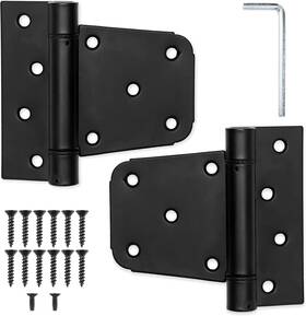 Ilyapa 313037794799 Heavy Duty Self Closing Shed Door Hinges 2 Pack - Black Square Fo