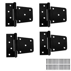 Ilyapa 840013414308 Heavy Duty Shed Door Hinges 4 Pack - Black Square For Gate Barn Or S