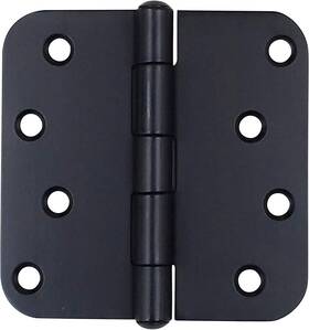 Rpb4040r-58-us32d-blk  Inc. Black Stainless Steel Door Hinges - 4 Inch With 5/8 Radius 3 Pack