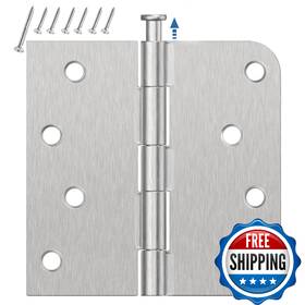 B0fy674881 Ioq 6 Pack Brushed Nickel Door Hinges 4 Inch Exterior With 5/8 Radius