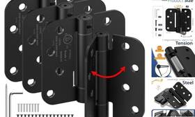 Isoker Hy-b-4in-4 4-pack Self Closing Door Hinges Spring Loaded 4 Inch Black-4 Pack