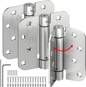 Isoker Hy-s-4in-3 3-pack Self Closing Door Hinges 4 Inch Spring Loaded Adjustable Te