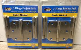 Ives 044074660302 By Schlage 3 Hinge Project Pak Satin Nickel 3.5 Inch Door Hinges 2 New Packages