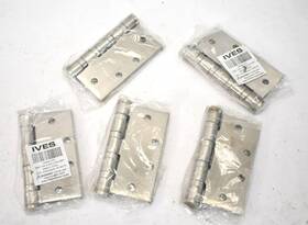 Hinge.372 Ives Lot Of 5 Full Mortise Ball Bearing Hinge 4.5 Inch X Satin Chrome