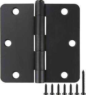 05-rh35-1 Jiw 05-rh35-1/4r-bk24 Matte Black Door Hinges 3.5 Inch 1/4 24 Pack 3 1/2 Interior