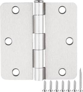 05-rh35-1 Jiw 05-rh35-1/4r-sn18 18 Pack Satin Nickel 3.5 Inch X 1/4 Radius Interior Door Hinges Brushed Ni