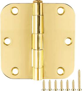 Jiw 313030737717 Door Hinges Polished Brass 3.5 Inch Gold 12 Pack 5/8 Radius Corners