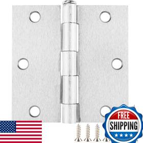 B0bzcghmtc Jiw 30-pack 3.5 Inch Brushed Nickel Square Door Hinges 6 Holes With Screws
