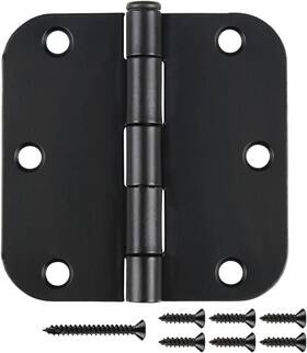 Jiw-02-rh35-5 Jiw Jiw-02-rh35-5/8r-bk12 12 Pack Matte Black Door Hinges 3 1/2 Interior Rounded Hinge 3.5 Inch With 5/8