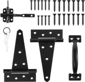 Kdup Hardware Co. Ltd. 779605714147 Heavy Duty Gate Kit With Self Locking Latch 2 Pcs 6inch T-hinges 1