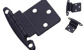 Kenon Hardware 649754235339 3/8 Inset Non Self Closing Cabinet Hinge Matte Black - 25 Pack